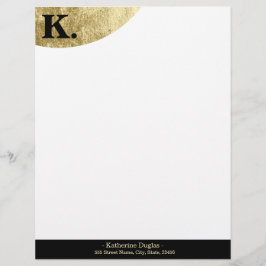  Black Monogram Initial on Gold Foil Luxury Brevhuvud