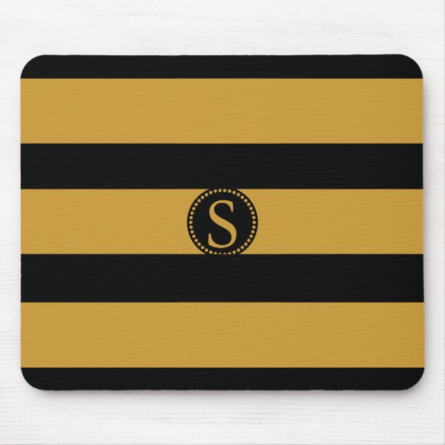 Black Monogram med guldfolie Rand Musmatta (Framsidan)