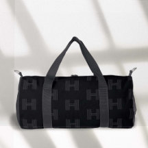 Black Monogram Mönster, Modern Monogrammed Duffel
