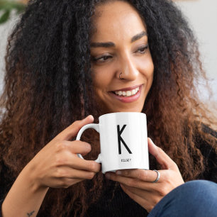 Black Monogram Namn Coffee White Mugg