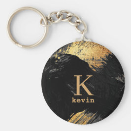 Black monogram namn personlig elegant modern nyckelring