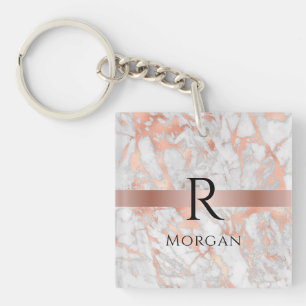 Black Monogram & Namn, White & Ro Guld Marble