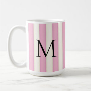 Black Monogram på Rosa & Antique White Rand Kaffemugg