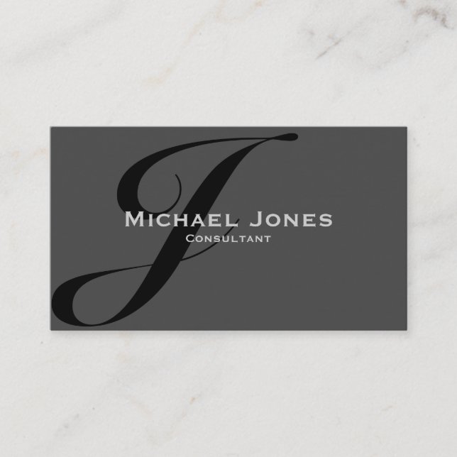 Black Monogram Professionell Elegant Modern Visitkort (Framsida)
