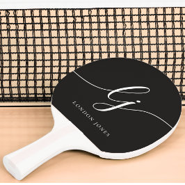 Black Monogram Script Namn Modern Monogramme Pingisracket