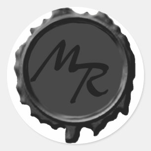 Black Monogram Seal Wedding Stickers Runt Klistermärke