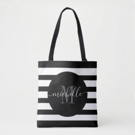 Black Monogram-skriptkalligrafi Modern Rand Tygkasse
