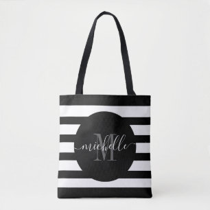 Black Monogram-skriptkalligrafi Modern Rand Tygkasse
