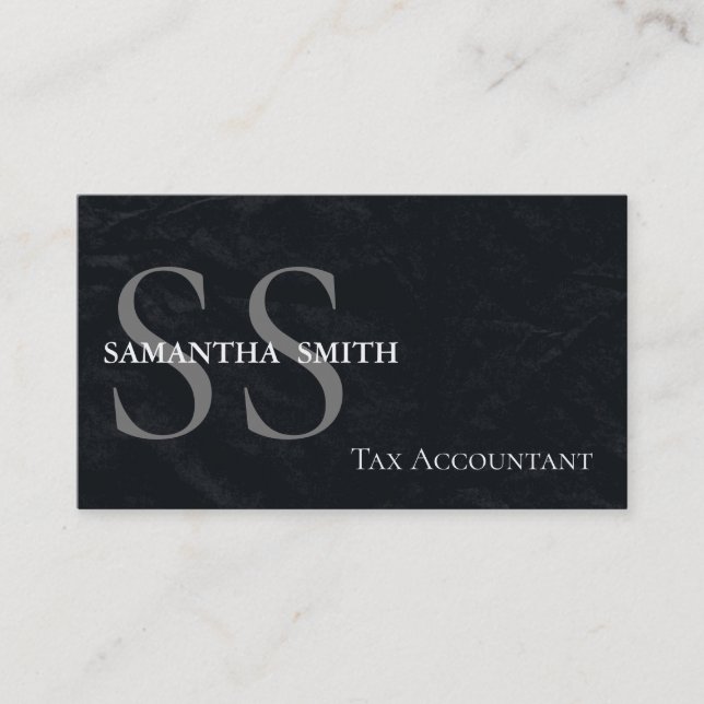 Black Monogram Tax Accountant Visitkort (Framsida)
