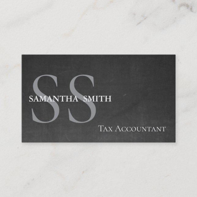 Black Monogram Tax Accountant Visitkort (Framsida)