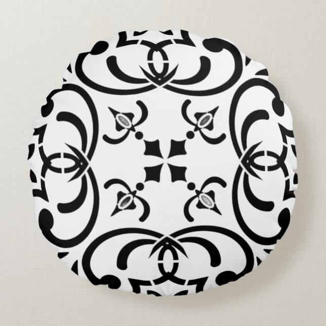 Black mönster rund kudde (Framsidan)