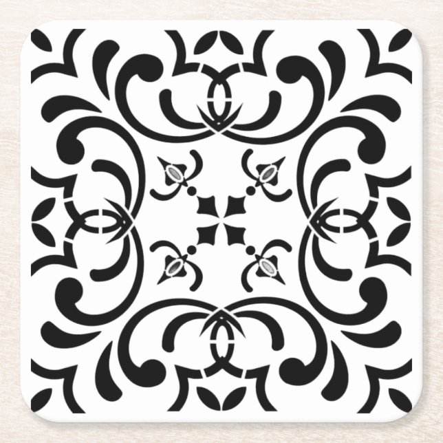 Black mönster underlägg papper kvadrat (Framsidan)