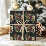 Black Moody Blommigt Burgundy Bröllop Presentpapper<br><div class="desc">#zazzlemade</div>