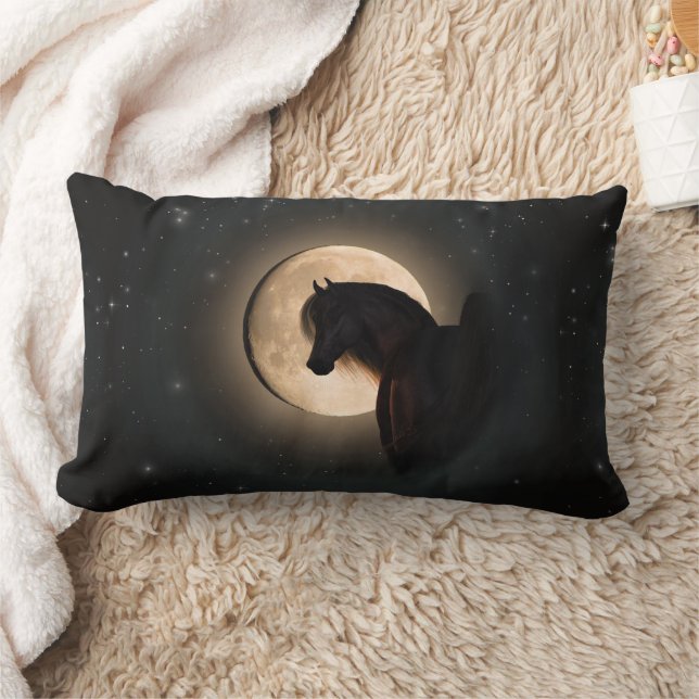 Black Moon Shine Horse Throw Pillow Lumbarkudde (Filt)
