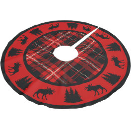 Black Moose Red and Black Cabin Play Julgransmatta Borstad Polyester