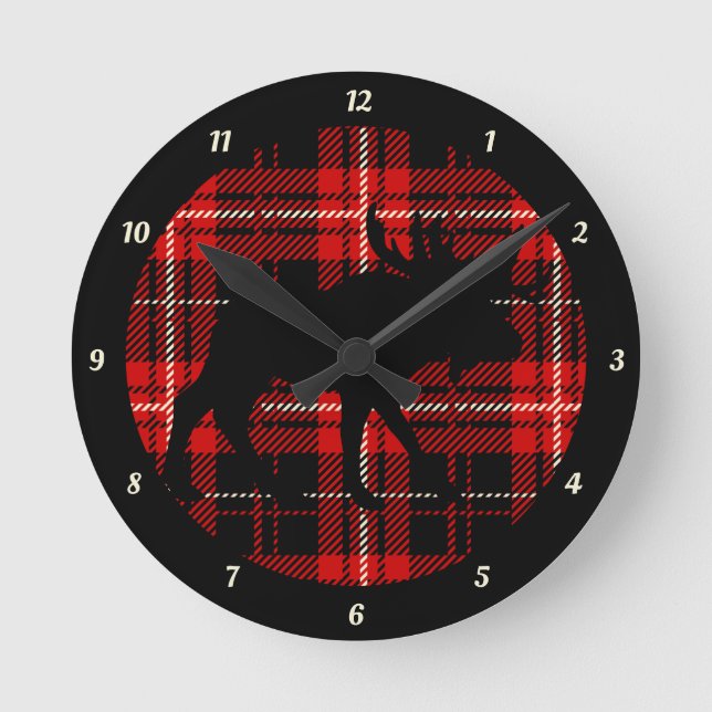 Black Moose Red Black Play Rund Klocka (Framsida)