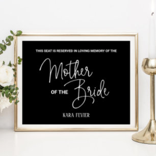 Black Mor Bride Reserved Seat Memorial Bröllop Poster