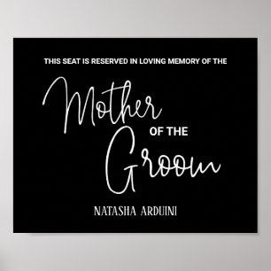 Black Mor Groom Reserved Seat Memorial Bröllop Poster