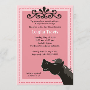 Black Morgan Horse Girl 5x7 Baby Shower-inbjudan Inbjudningar