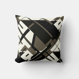 Black Mörk Brown White Diagonal Geometric Abstrakt Kudde