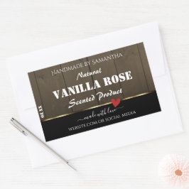 Black Mörk Brown Wood Grain Product Labels Heart Rektangulärt Klistermärke