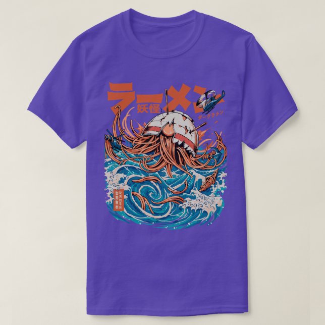 Black Mörk Underbar Ramen off Kanagawa T Shirt (Design framsida)