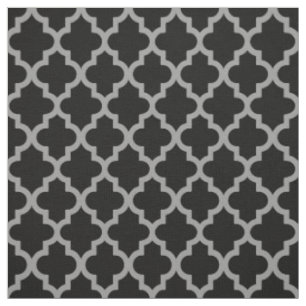 Black Moroccan Moods Quatrefoil Tyg