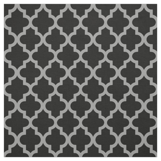 Black Moroccan Moods Quatrefoil Tyg (Provkarta)