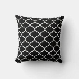 Black Moroccan Quatrefoil Kudde