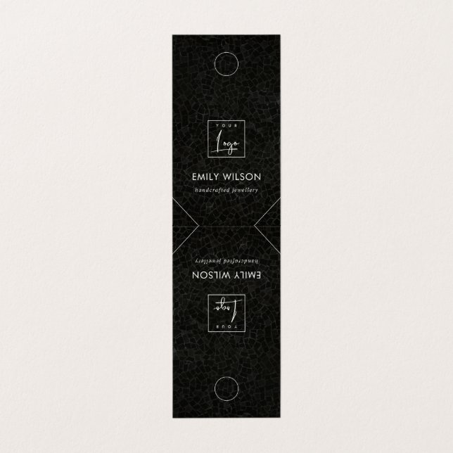 Black Mosaic Hanging Bracelet Necklace Visning Visitkort (Utsida ovikt)