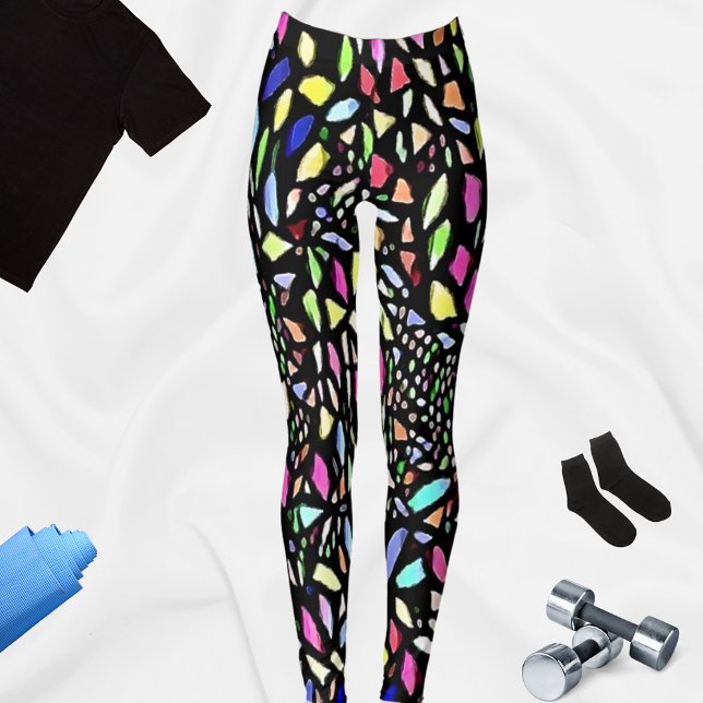 Black Mosaic Mönster Colorful Leggings (Skapare uppladdad)