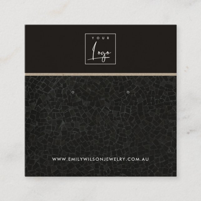 BLACK MOSAIC STRUKTUR STUD EARRING VISNING-KORT FYRKANTIGT VISITKORT (Framsida)