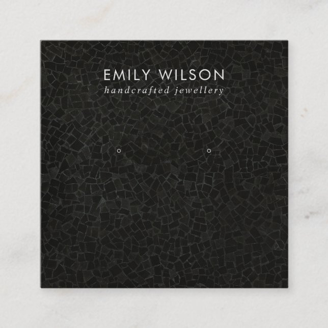 BLACK MOSAIC STRUKTUR STUD EARRING VISNING-KORT FYRKANTIGT VISITKORT (Framsida)