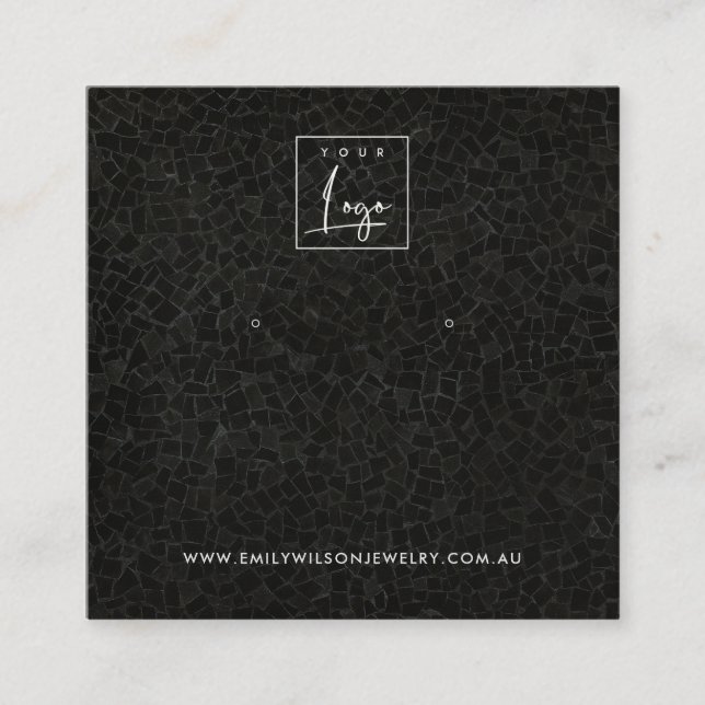 BLACK MOSAIC STRUKTUR STUD EARRING VISNING-KORT FYRKANTIGT VISITKORT (Framsida)