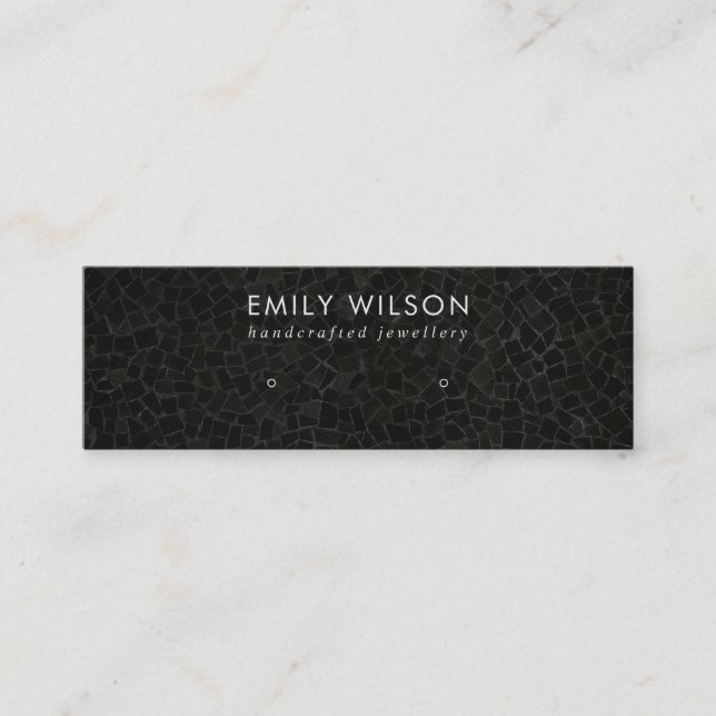 BLACK MOSAIC STRUKTUR STUD EARRING VISNING-KORT MINI VISITKORT (Framsida)