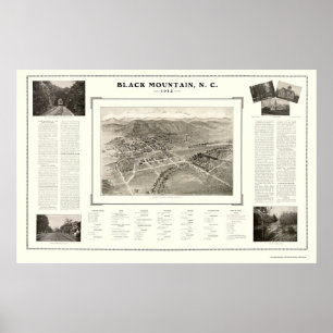 Black Mountain, NC Panoramic Karta - 1912 Poster