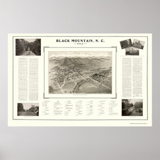 Black Mountain, NC Panoramic Karta - 1912 Poster
