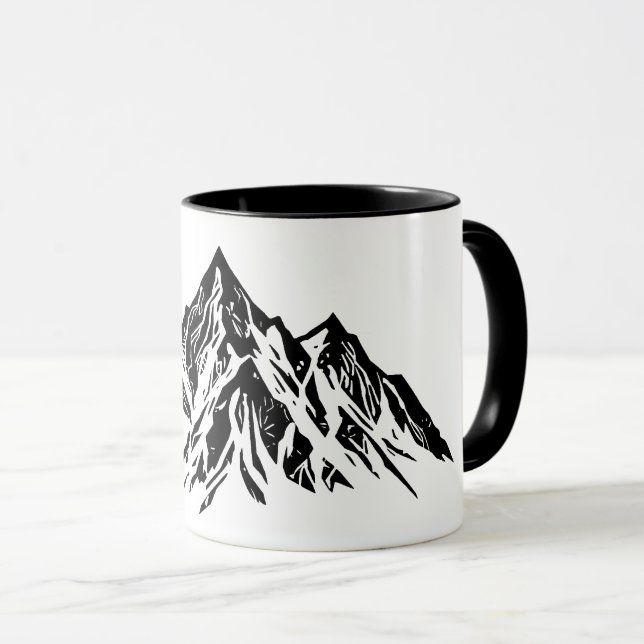 Black Mountain Peaks | Modern Minimalist Hiking Mugg (Framsida höger)