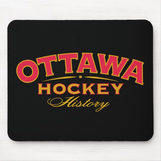 Black Mouse Pad för Ottawa Hockey History Musmatta (Framsidan)