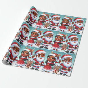 Black Mr. & Mrs Claus har pappert Presentpapper