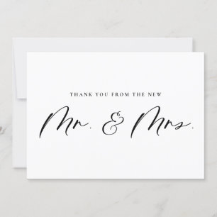 Black Mr och Calligraphy Newlyweds Bröllop Tack Kort