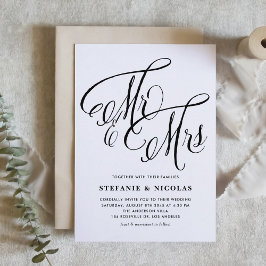 Black Mr och Rustic Calligraphy Bröllop Inbjudningar