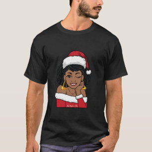 Black Mrs Claus W Afro Winking African American Ch T Shirt