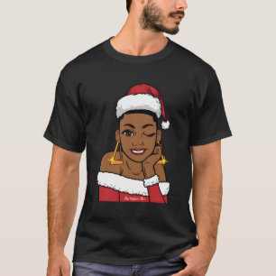 Black Mrs Claus Winking African American T Shirt