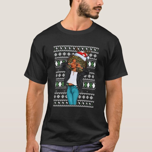Black Mrs Santa Just A Girl Who Loves Christmas T Shirt (Framsida)