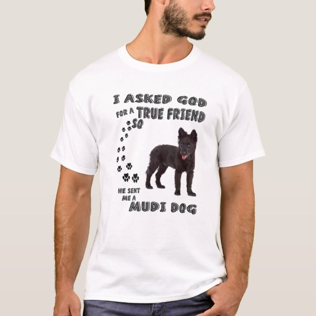 Black Mudi Hund Quote Mamma, Moody Pappa Älskare C T Shirt (Framsida)