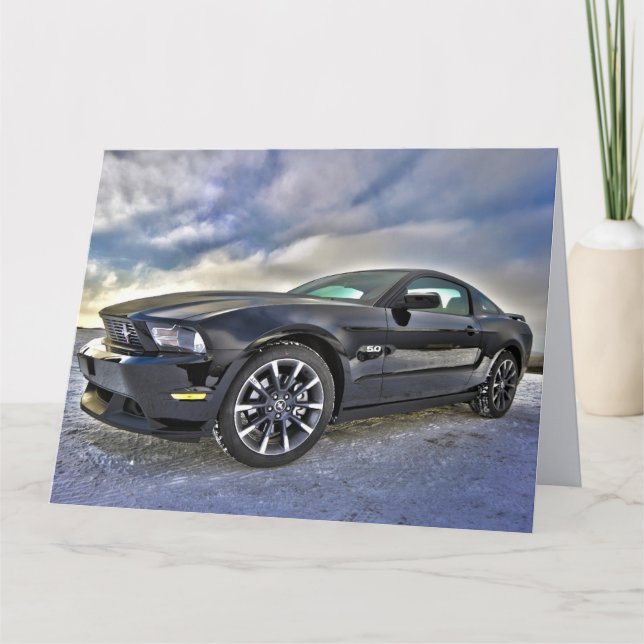 BLACK MUSCLE CAR HÄLSNING BIRTHDAY CARD TACK KORT (Framsida)