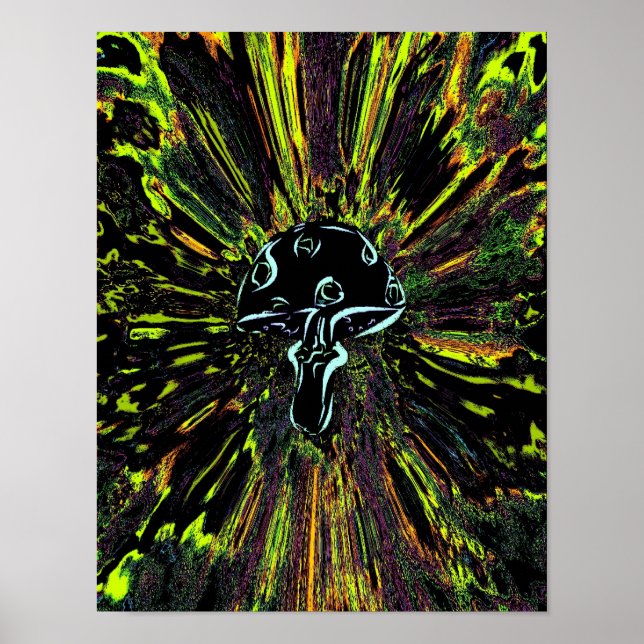 Black Mushroom Tye Dye Poster (Framsidan)