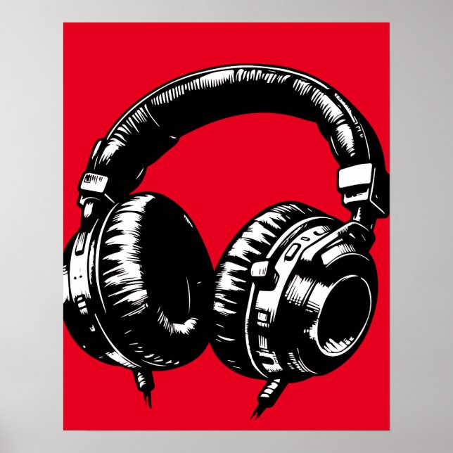 Black Music Headphone Dance DJ Poster (Framsidan)