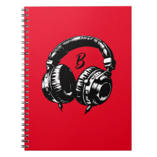 Black Music Headphone DJ Musical Anteckningsbok